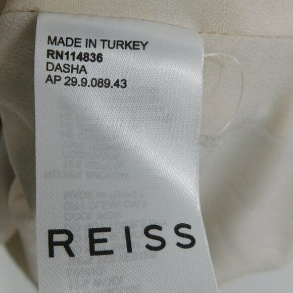 Reiss Dasha Windowpane Plaid‎ Mini Shirt Dress Belted Mock Neck Size 4 White - Picture 6 of 6